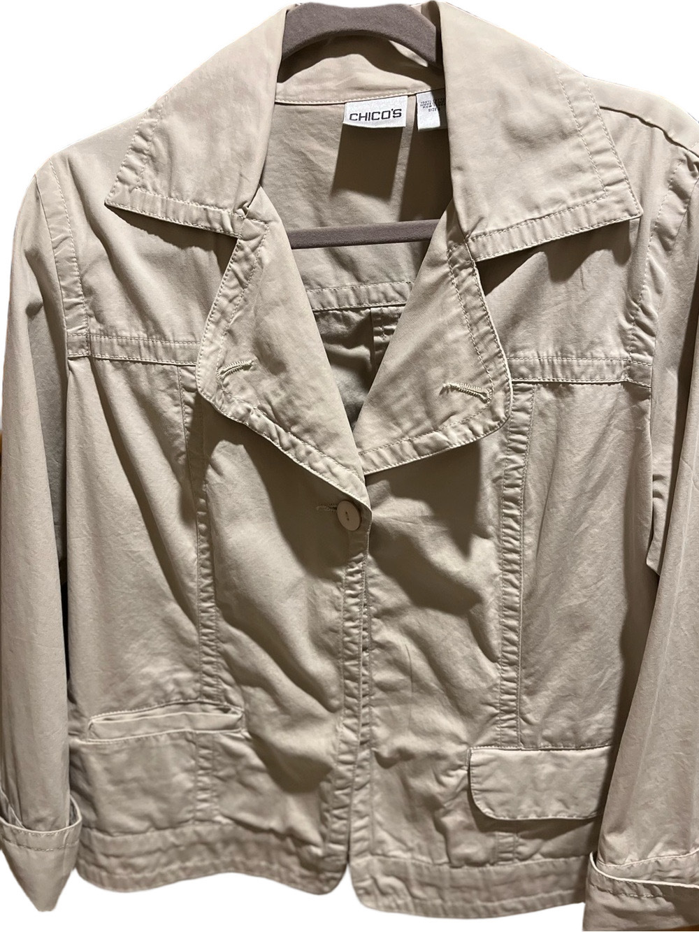 45. WOMENS CHICO’S 2/L DETAIL JACKET